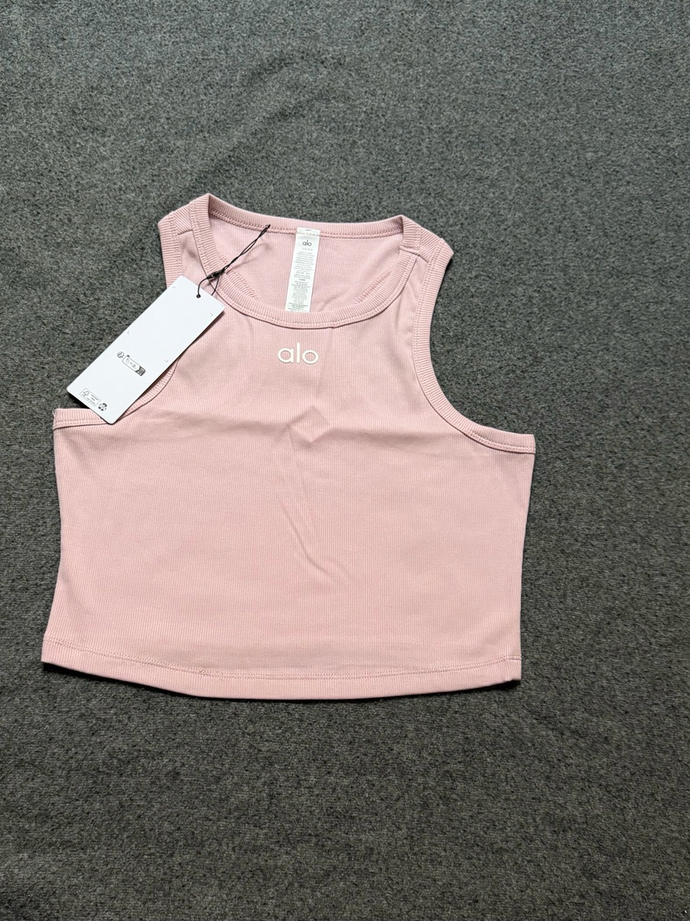 ALO Yoga Ribbed Cropped Tank Top in Pink